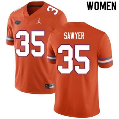 Women's Florida Gators #35 William Sawyer NCAA Nike Orange Authentic Stitched College Football Jersey SQZ3562TA